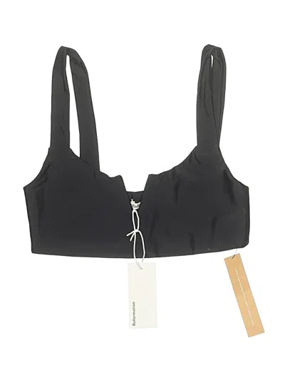 Reformation Swimsuit Top Black Solid Pattern Plunge Neckline Swimwear