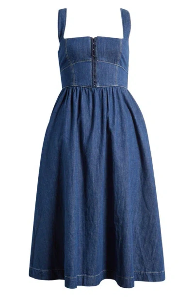 Reformation Tagliatelle Denim Midi Dress In Ellis