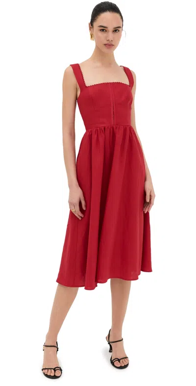 Reformation Tagliatelle Linen Dress Cherry