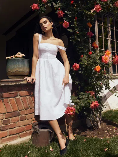 Reformation Tagliatelle Linen Dress In White