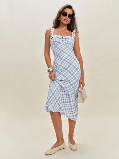 Reformation Tancy Dress In Blue