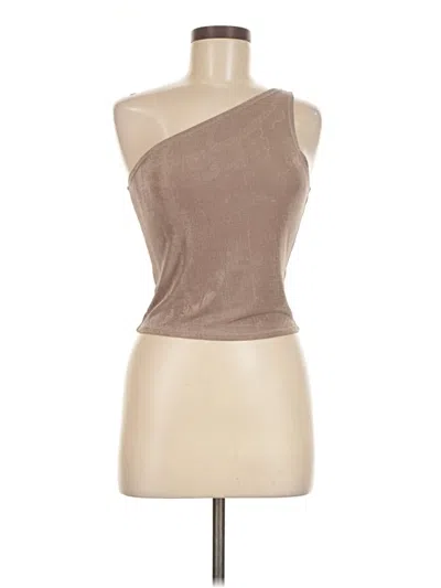 Pre-owned Reformation Tank Top Tan One Shoulder Neckline Tops In Brown