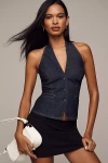 Reformation Tate Denim Top In Blue