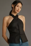 Reformation Tate Linen Top In Black