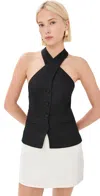 Reformation Tate Linen Top In Black
