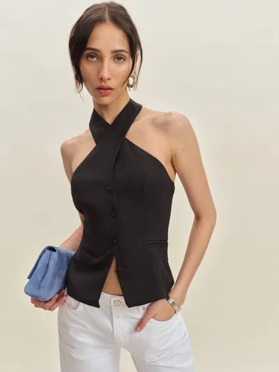 Reformation Tate Linen Top In Rouge