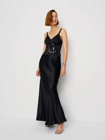 Reformation Tatie Silk Dress In Black