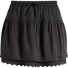 Reformation Tavia Eyelet Trim Organic Cotton Miniskirt In Black