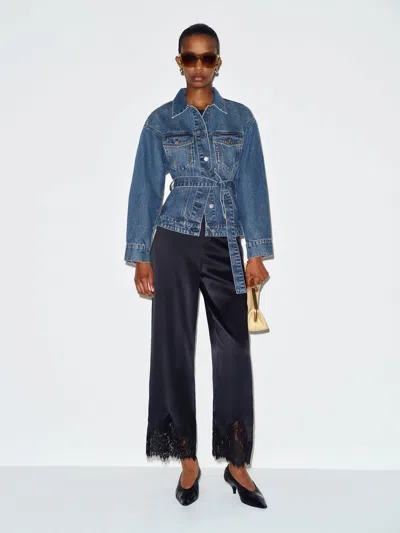 Reformation Taylor Belted Denim Jacket Blue Large
