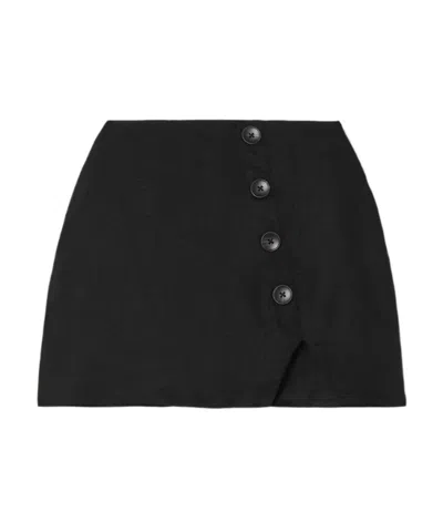 Reformation Taylor Button Detail Mini Skirt In Black