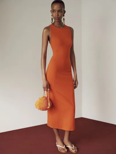 Reformation Teddi Knit Dress Blood Orange Large