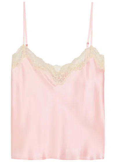Reformation Teddy Lace-trim Silk Top In Pink