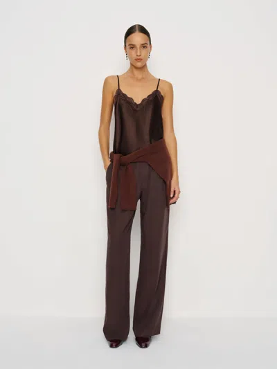 Reformation Teddy Silk Top In Brown