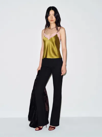 Reformation Teddy Silk Top Yellow Large