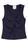 Reformation Tefi Front Twist Stretch Organic Cotton Tank In Blue