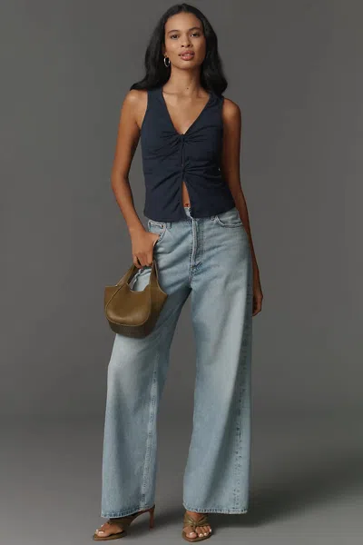 Reformation Tefi Knit Tank Top In Blue