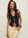 Reformation Tefi Twist Cutout Stretch Organic Cotton Tank In Black