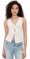 Reformation Womens Fior Di Latte Tefi Knot-front Stretch-cotton Top Xs