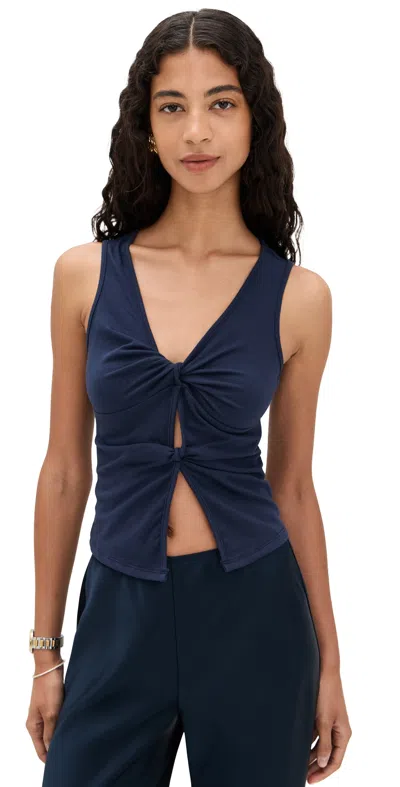 Reformation Tefi Knit Top Midnight In Blue