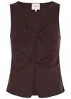Reformation Tefi Knotted Stretch-cotton Top In Brown