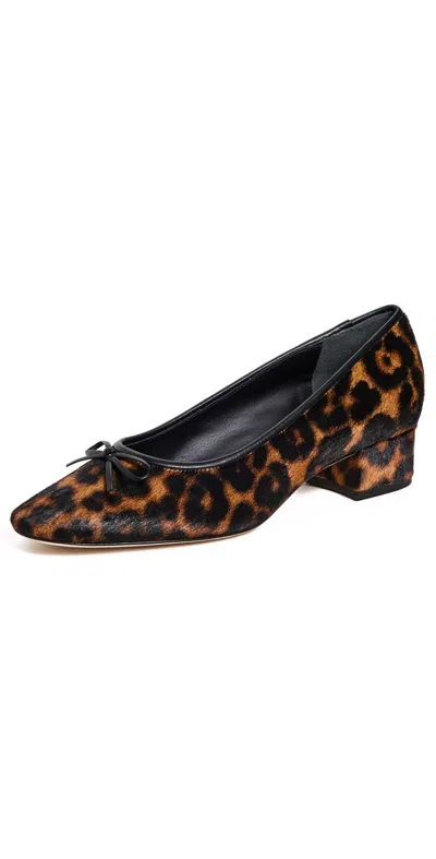 REFORMATION TERRY BALLET PUMPS LEOPARD HAIRCALF