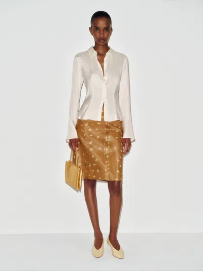 Reformation Thatcher Silk Twill Top Ivory Large