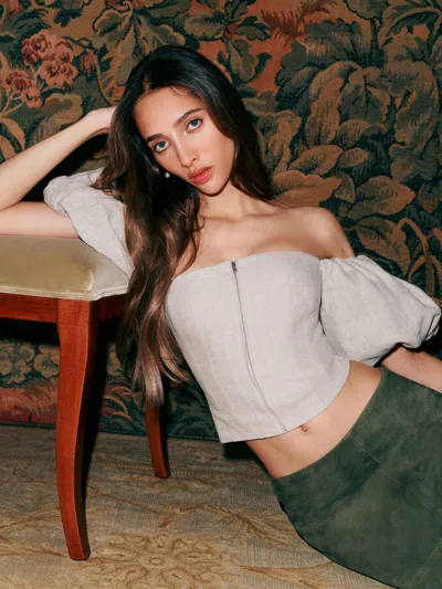 Reformation Thayer Top In Oatmeal