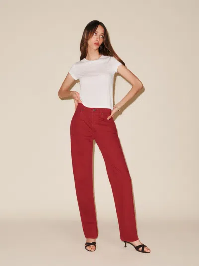Reformation The Magnolia Mid Rise Bow Jeans In Lipstick