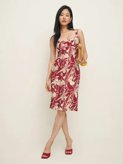 Reformation Thea Linen Dress In Red