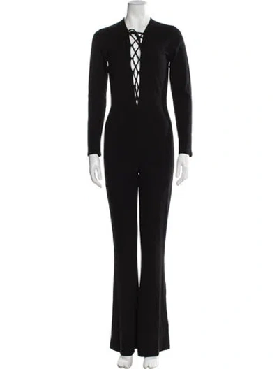 Pre-owned Reformation Tie Neck Jumpsuit In Black