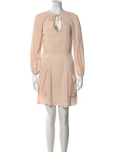 Pre-owned Reformation Tie Neck Mini Dress In Neutral