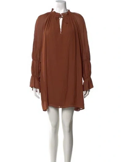 Pre-owned Reformation Tie Neck Mini Dress In Neutral