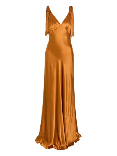 Reformation Tie-strap V-neck Maxi Dress In Orange