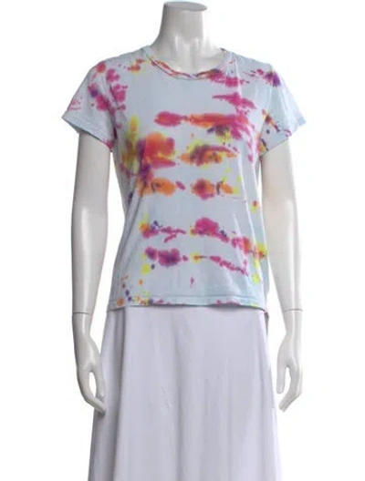 Pre-owned Reformation Tie-dye Print Crew Neck T-shirt In White