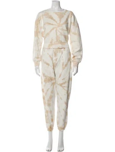 Pre-owned Reformation Tie-dye Print Pant Set In Neutral