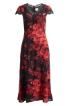 Shop Reformation Tiffie Floral Print Midi Dress In Basilica