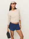 Reformation Tiffie Linen Short In French Blue