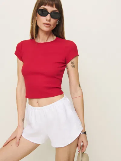 Reformation Tiffie Linen Short In White