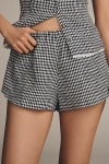 Reformation Tiffie Check Linen Shorts In Black