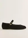 Reformation Tilly Ballet Flat In Black Suede