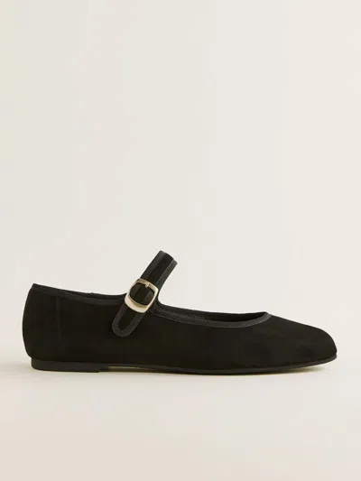 Reformation Tilly Ballet Flat In Black Suede