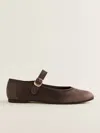 Reformation Tilly Ballet Flat In Chocolate Satin