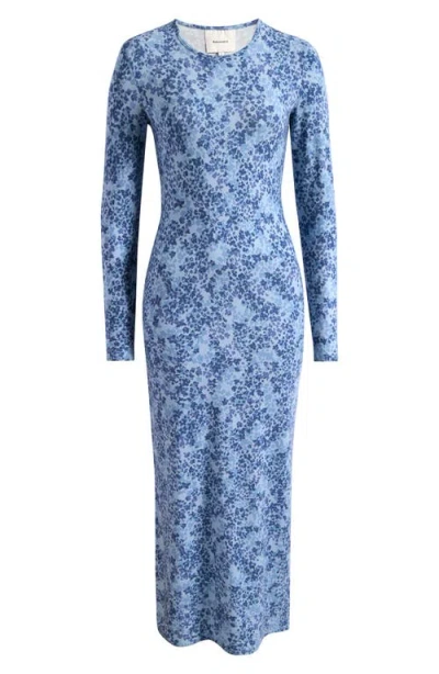 Reformation Tommie Floral Long Sleeve Midi Dress In Blue