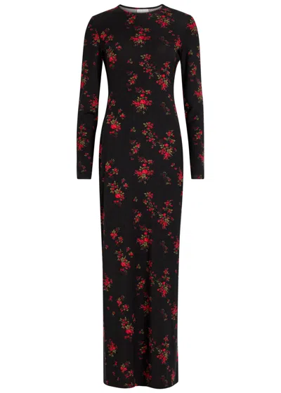 Reformation Tommie Floral Stretch-jersey Maxi Dress In Black