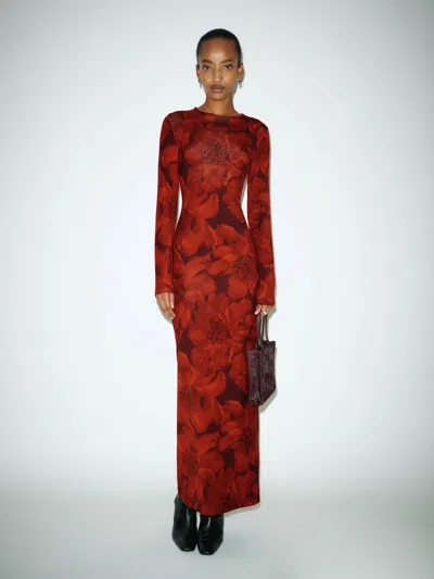 Reformation Tommie Knit Dress Red Small In Multi