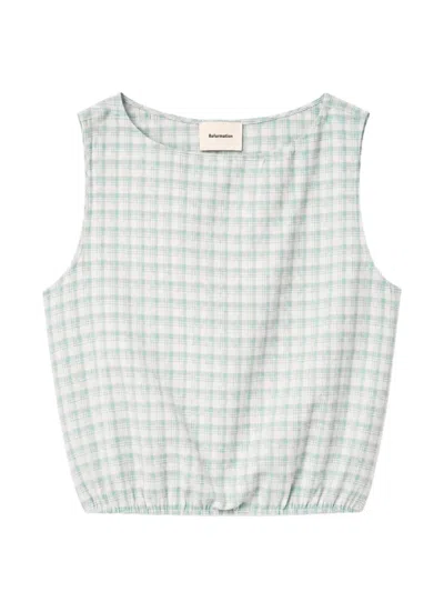 Reformation Toscana Gingham-check Top In Green