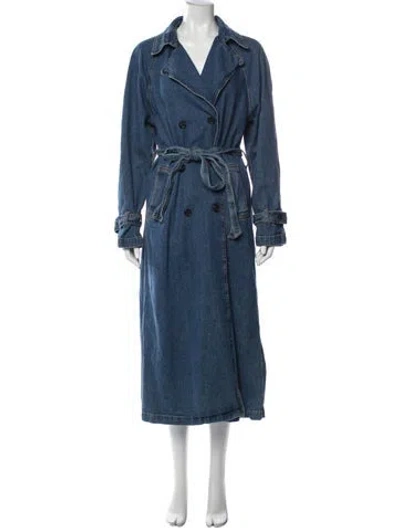 Pre-owned Reformation Trench Coat In Blue
