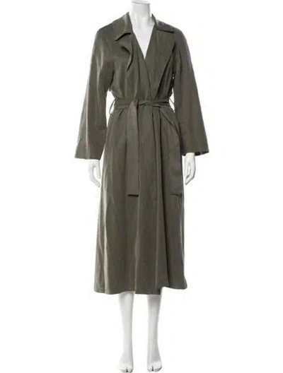 Pre-owned Reformation Trench Coat In Green