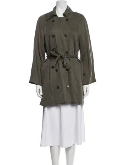 Pre-owned Reformation Trench Coat In Green