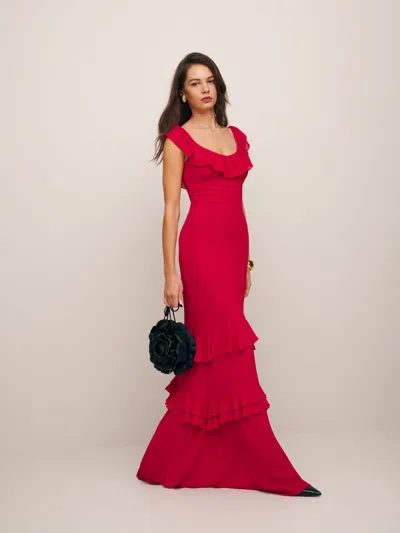 Reformation Tripoli Dress In Cherry